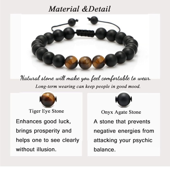 Black and Brown Beaded Tiger’s Eye Bracelet # 117 - Picture 6 of 9